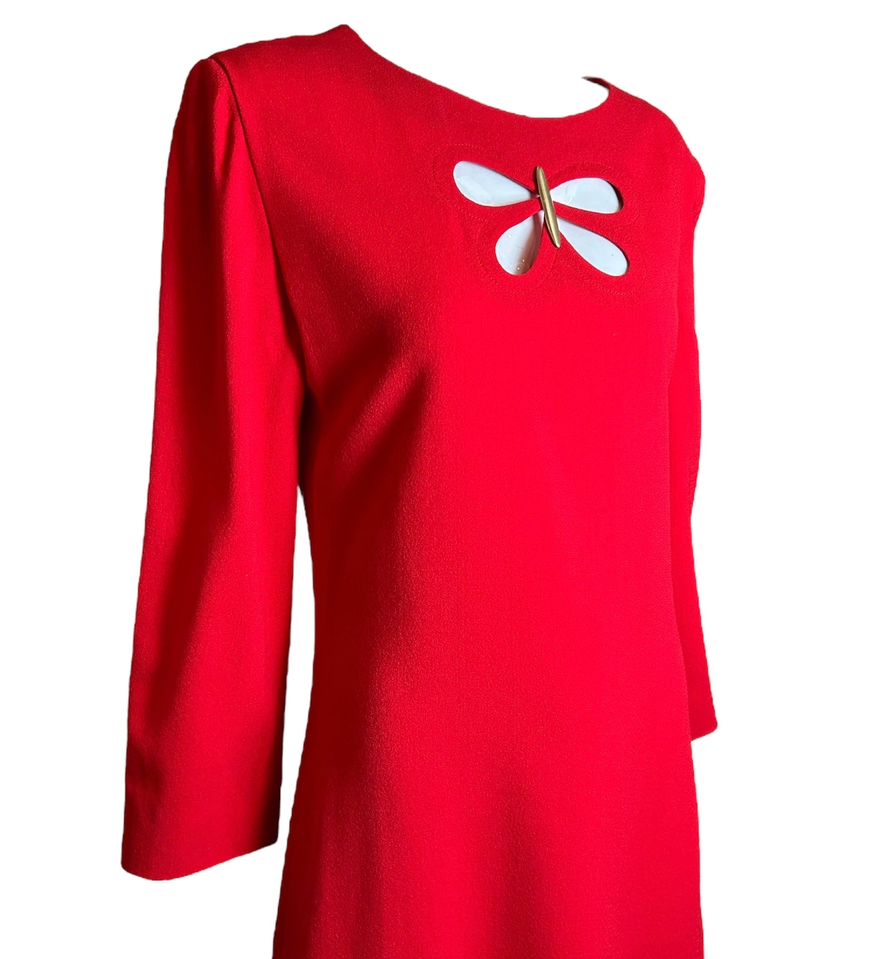 Pierre Cardin Red Mod Butterly Shift Dress DETAIL PHOTO 2 OF 5