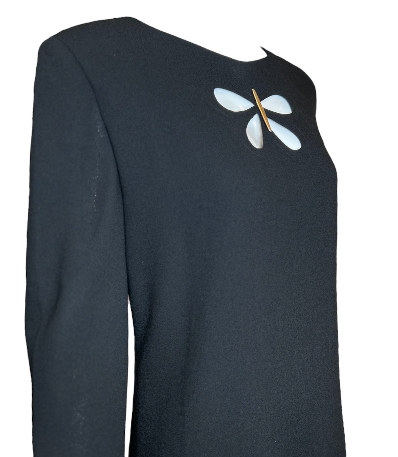 Pierre Cardin Black Mod Butterfly Shift Dress DETAIL PHOTO 2 OF 5