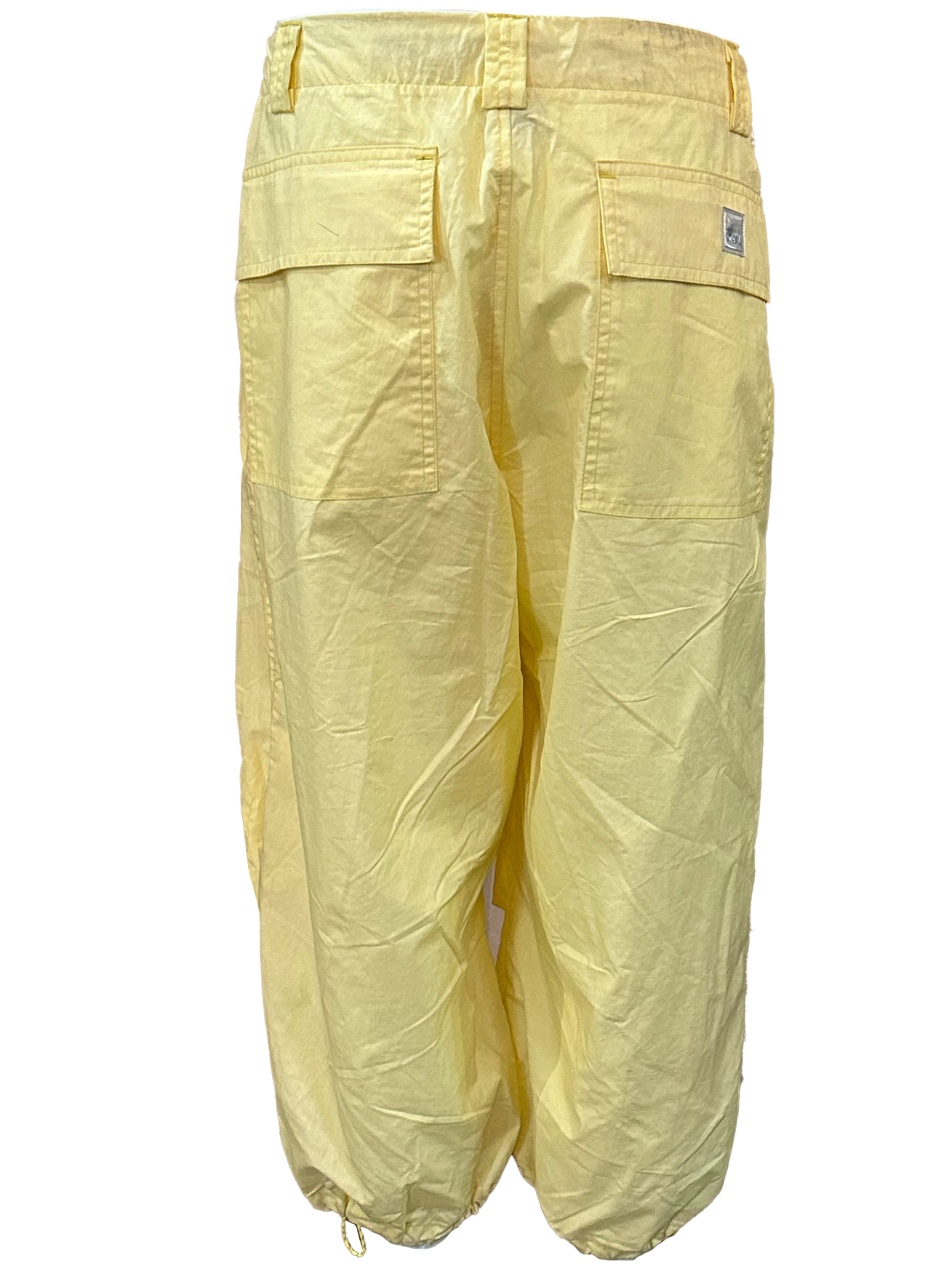 Marithe and Francois Y2K Pale Yellow Nylon Cropped Cargo Pants BACK 3 of 5